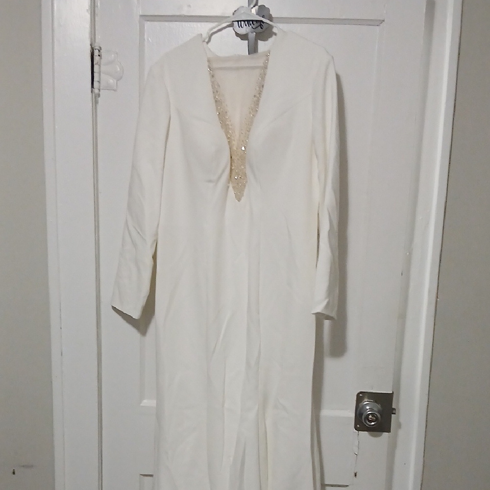 Elegant White Dress with Gold Accents